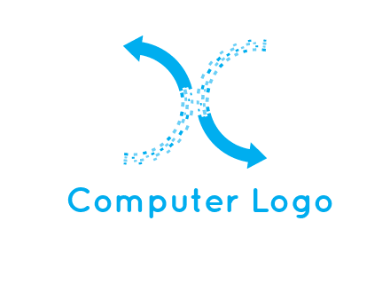 letter x pixels and arrows logo