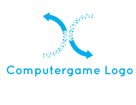 letter x pixels and arrows logo