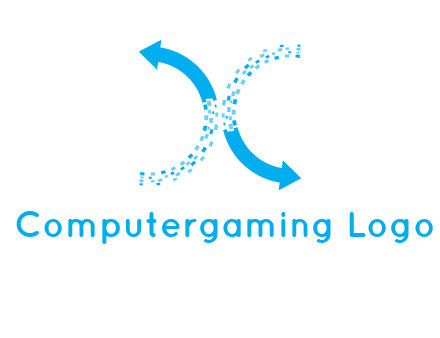 letter x pixels and arrows logo