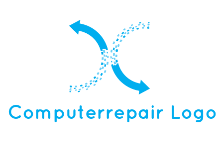 letter x pixels and arrows logo