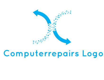 letter x pixels and arrows logo