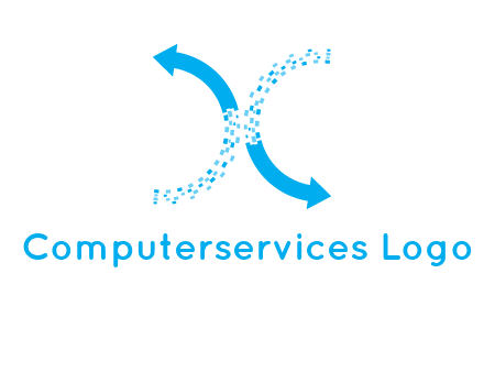 letter x pixels and arrows logo
