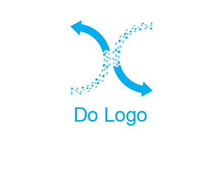 letter x pixels and arrows logo