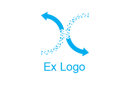 letter x pixels and arrows logo