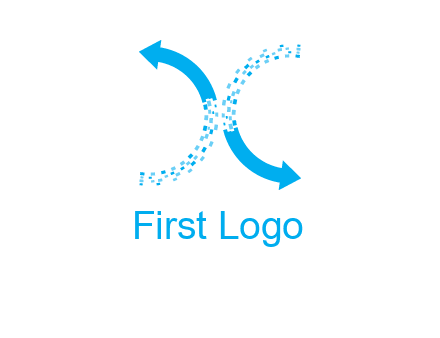 letter x pixels and arrows logo