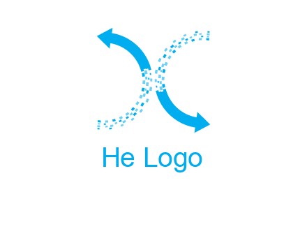 letter x pixels and arrows logo