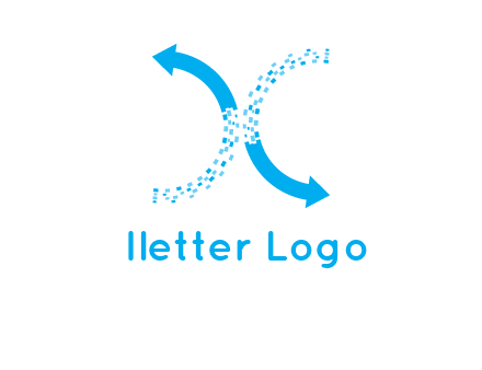 letter x pixels and arrows logo