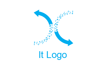 letter x pixels and arrows logo