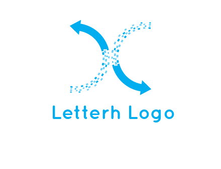 letter x pixels and arrows logo