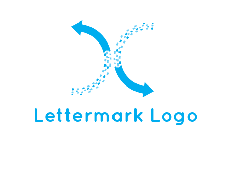 letter x pixels and arrows logo