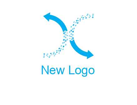 letter x pixels and arrows logo