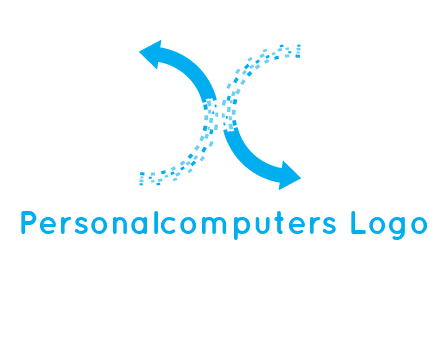 letter x pixels and arrows logo