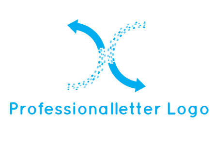 letter x pixels and arrows logo