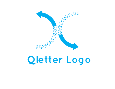 letter x pixels and arrows logo