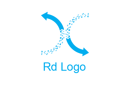 letter x pixels and arrows logo