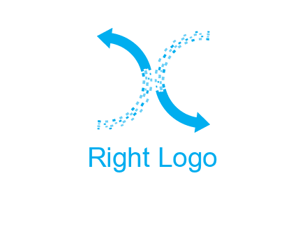 letter x pixels and arrows logo