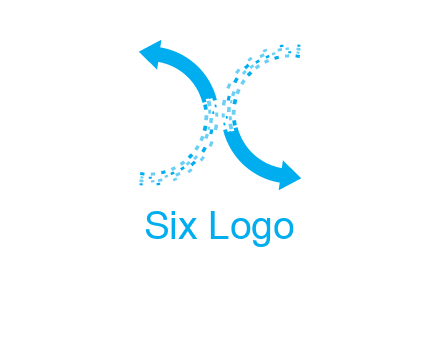 letter x pixels and arrows logo