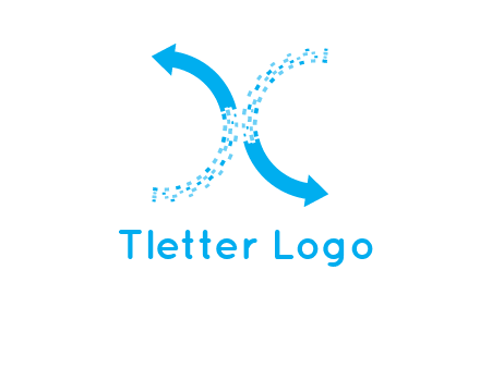 letter x pixels and arrows logo
