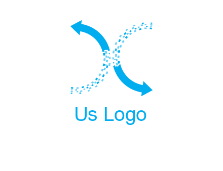 letter x pixels and arrows logo