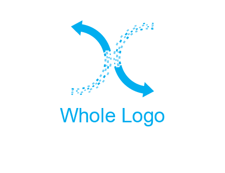 letter x pixels and arrows logo