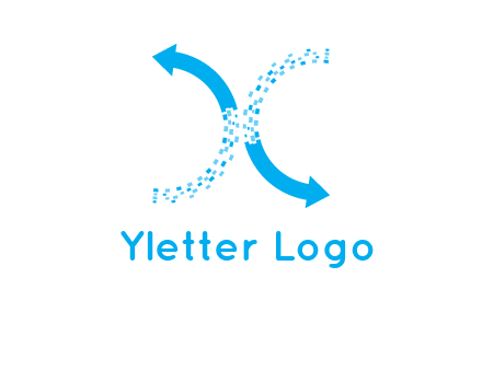 letter x pixels and arrows logo