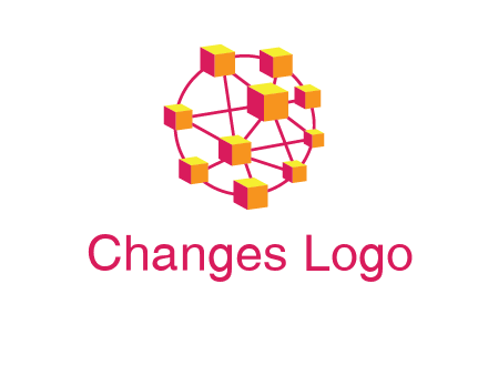 cubes and lines sphere communication logo