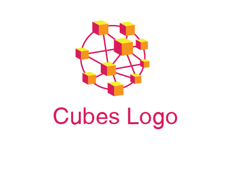 cubes and lines sphere communication logo