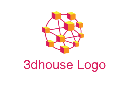 cubes and lines sphere communication logo