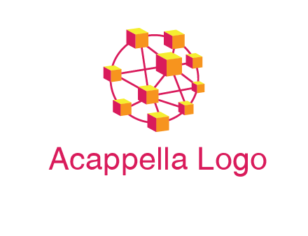 cubes and lines sphere communication logo