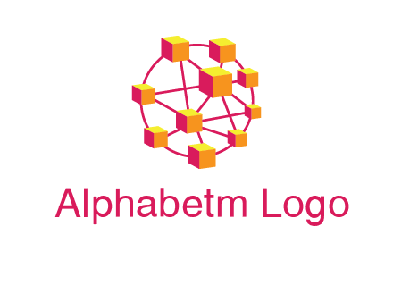 cubes and lines sphere communication logo