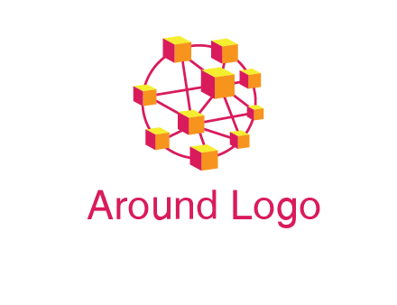 cubes and lines sphere communication logo