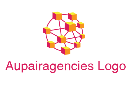 cubes and lines sphere communication logo