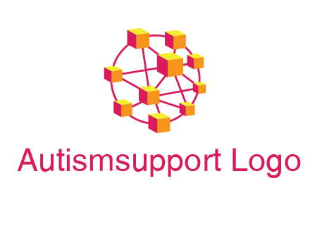 cubes and lines sphere communication logo