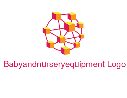 cubes and lines sphere communication logo