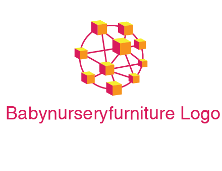 cubes and lines sphere communication logo