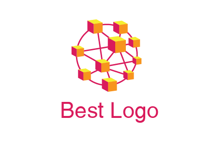 cubes and lines sphere communication logo