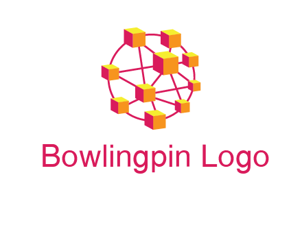 cubes and lines sphere communication logo