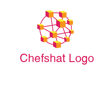 cubes and lines sphere communication logo