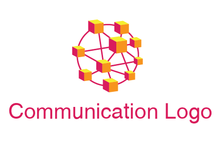 cubes and lines sphere communication logo