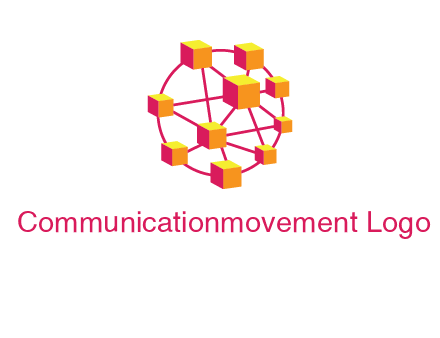cubes and lines sphere communication logo