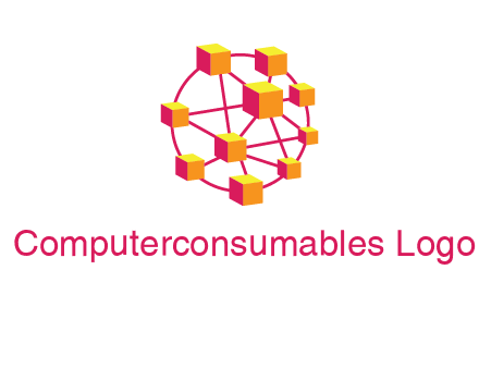 cubes and lines sphere communication logo