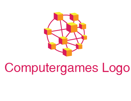 cubes and lines sphere communication logo