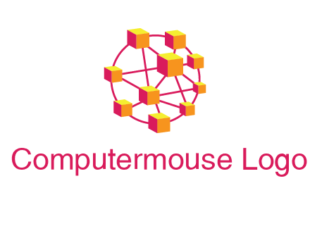 cubes and lines sphere communication logo