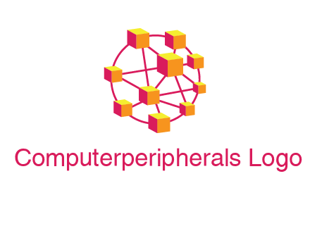 cubes and lines sphere communication logo