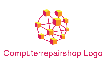 cubes and lines sphere communication logo