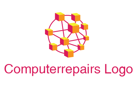 cubes and lines sphere communication logo