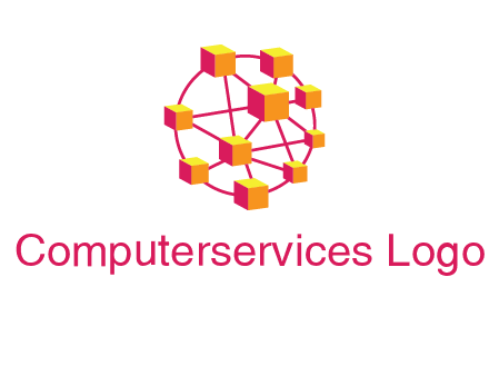 cubes and lines sphere communication logo