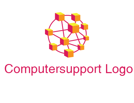 cubes and lines sphere communication logo