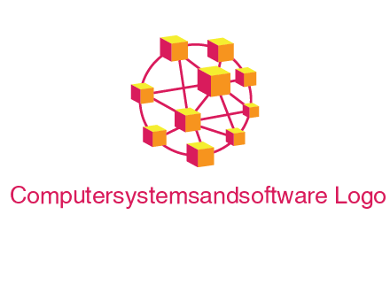 cubes and lines sphere communication logo