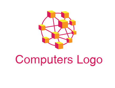 cubes and lines sphere communication logo